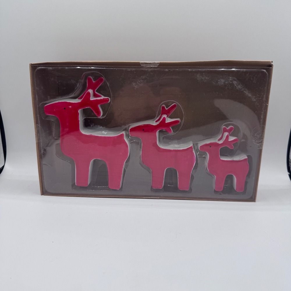 Sullivans Red Ceramic Reindeer Figurines Set of 3 Holiday Decor PN2788